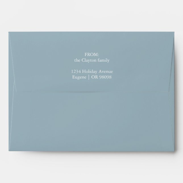 Blue Retro Boho Minimalist Christmas Mailing Envelope (Back (Top Flap))