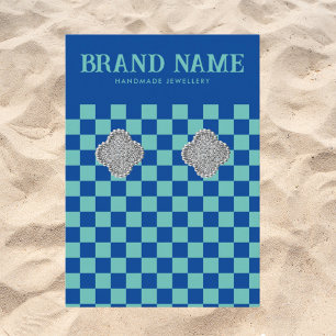 Blue Retro Bold Groovy Earrings Display Business Card