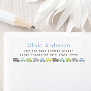 Blue Retro Boys Toys Fun Kid's Birthday Address