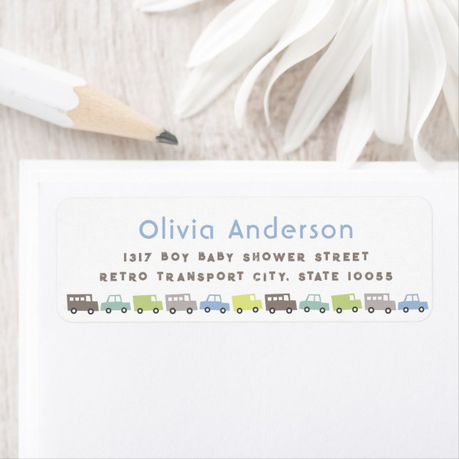 Blue Retro Boys Toys Fun Kid's Birthday Address (Insitu)