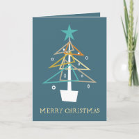 Blue Retro Christmas Tree Mid Century Modern