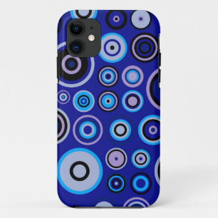 Blue Retro Circles Pattern Colourful Vintage iPhone 11 Case