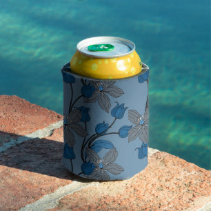 Blue retro ethnic elegant flower pattern can cooler