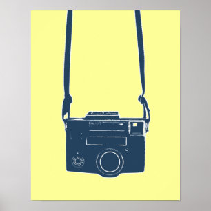 Blue Retro Film Camera Poster