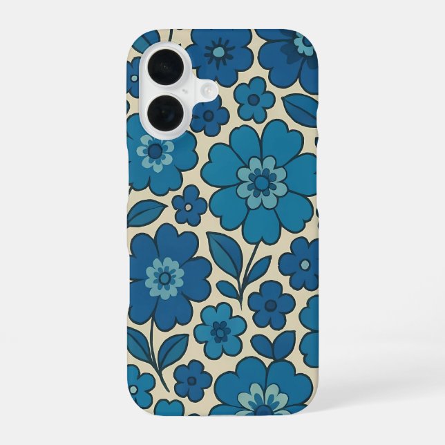 Blue Retro Floral iPhone Case Slim (Back)
