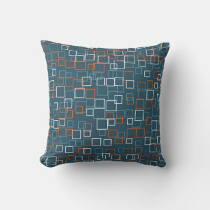 Blue Retro Mid Century Throw Pillow