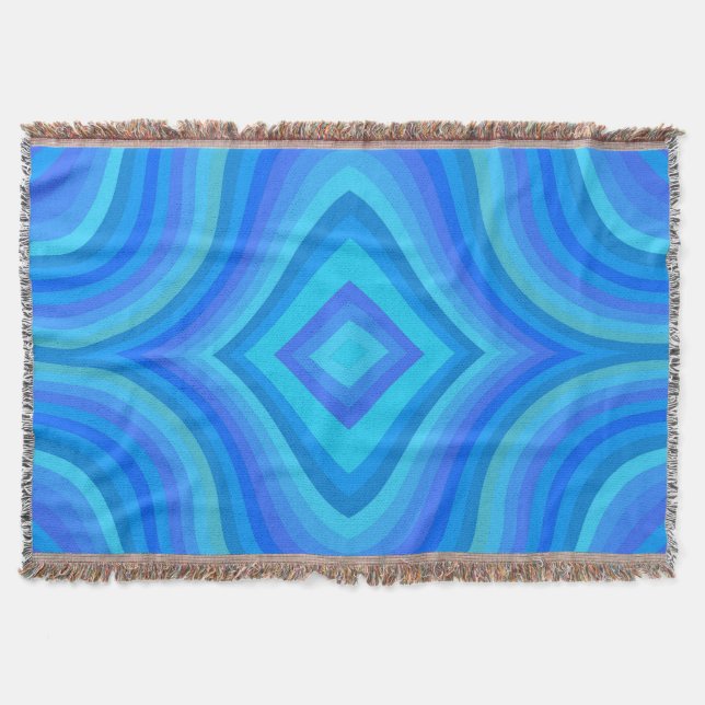 Blue Retro Pattern Throw Blanket (Front)