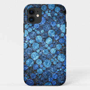 Blue Retro Polka Dots Grunge Vintage iPhone 11 Case