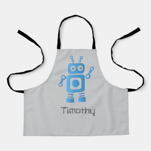 Blue Retro Robot Apron