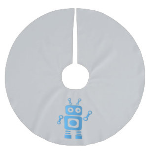 Blue Retro Robot Brushed Polyester Tree Skirt