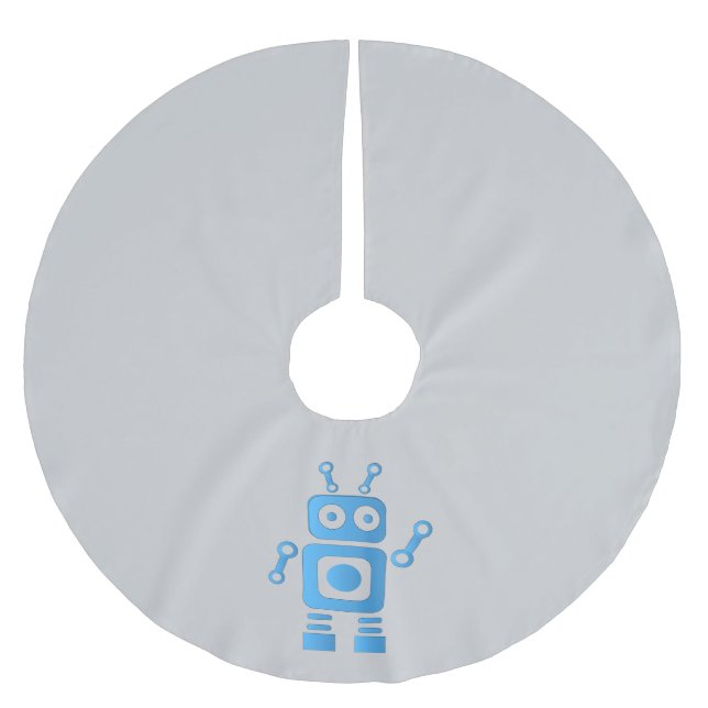 Blue Retro Robot Brushed Polyester Tree Skirt (Front)