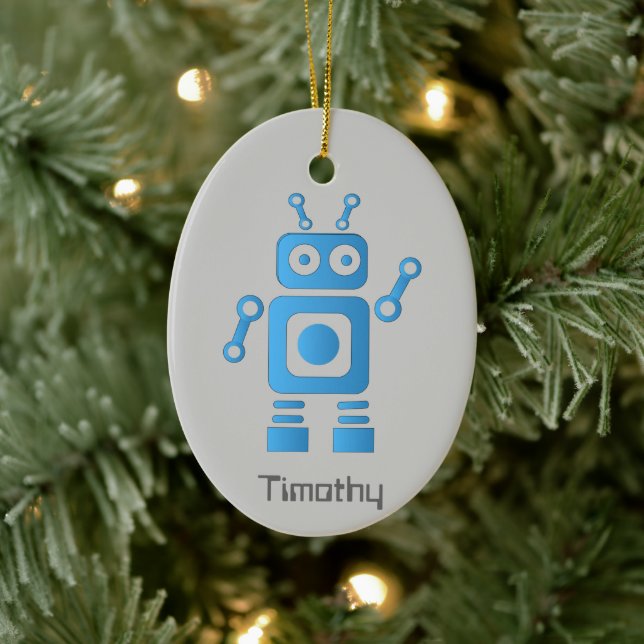 Blue Retro Robot Ceramic Tree Decoration (Tree)