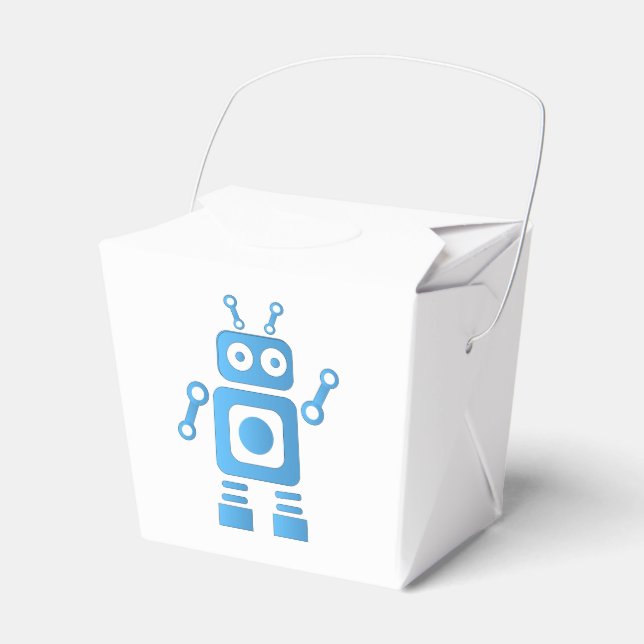 Blue Retro Robot Favour Box (Front Side)