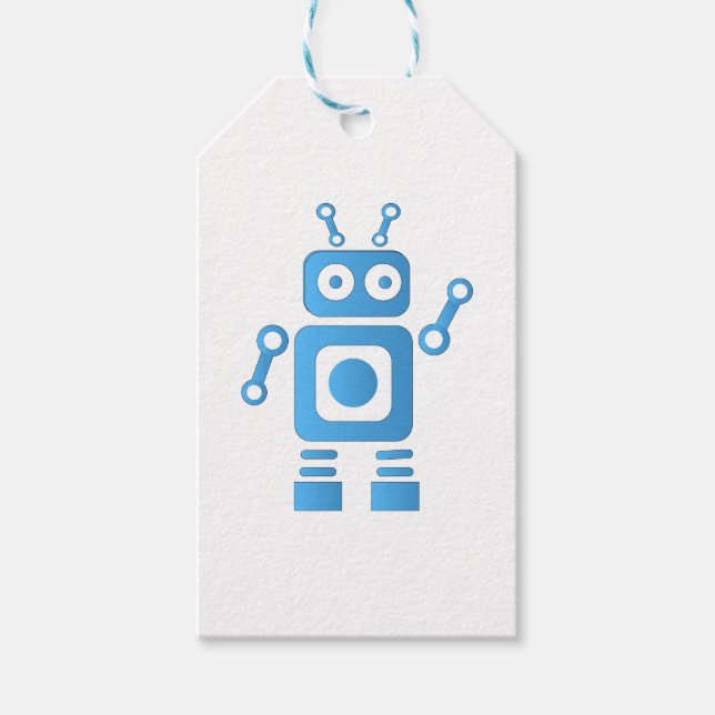 Blue Retro Robot Gift Tags (Front)