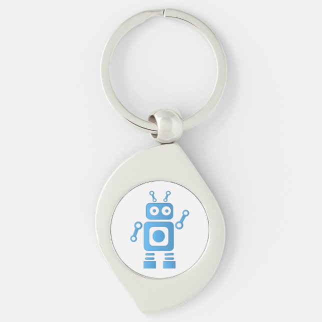 Blue Retro Robot Key Ring (Front)