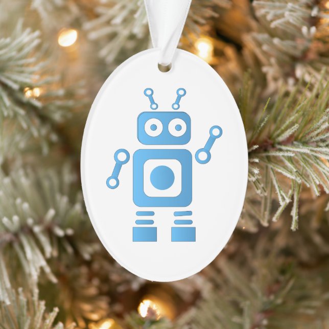 Blue Retro Robot Ornament (Tree)