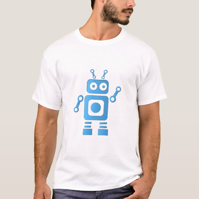 Blue Retro Robot T-Shirt (Front)