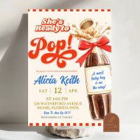 Blue Retro She's Ready To Pop Bow Boy Baby Shower