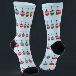 Blue Retro Ski Lift Gondola Winter Skiers Socks<br><div class="desc">Modern ski themed gift for him and her. Retro ski lift gondola illustration pattern for skier. Skiing,  skier,  skis,  snowboard,  snowboarding themed home decor and gifts.</div>