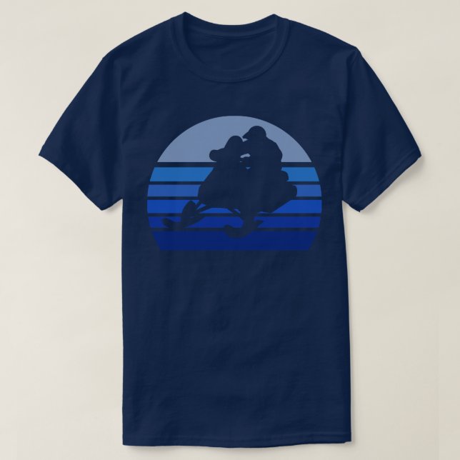 Blue Retro Snowmobile T-Shirt (Design Front)