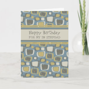Blue Retro Stepdad Birthday Card
