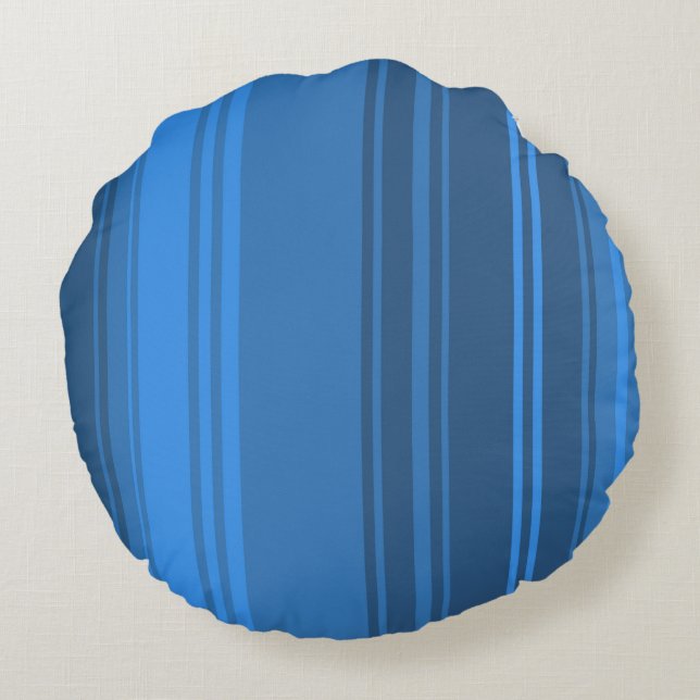 Blue Retro Stripes Throw Pillow (Back)