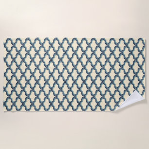 Blue retro style waves pattern beach towel