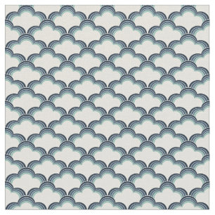 Blue retro style waves pattern fabric