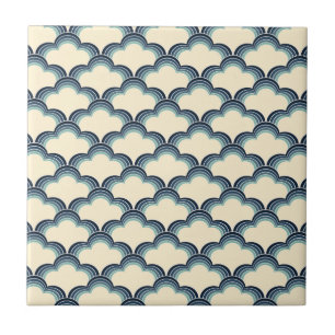 Blue retro style waves pattern tile