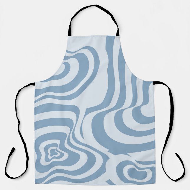 Blue Retro Swirl Groovy Y2K Pattern  Apron (Front)