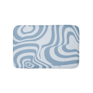 Blue Retro Swirl Groovy Y2K Pattern  Bath Mat