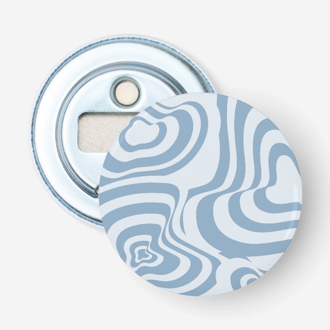 Blue Retro Swirl Groovy Y2K Pattern  Bottle Opener (Front)
