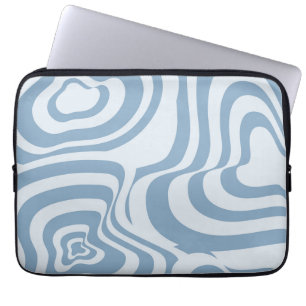 Blue Retro Swirl Groovy Y2K Pattern  Laptop Sleeve