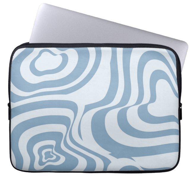 Blue Retro Swirl Groovy Y2K Pattern  Laptop Sleeve (Front)