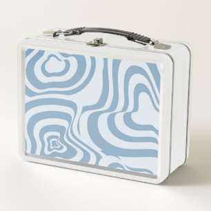 Blue Retro Swirl Groovy Y2K Pattern  Metal Lunch Box
