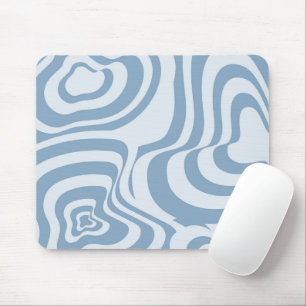 Blue Retro Swirl Groovy Y2K Pattern  Mouse Mat