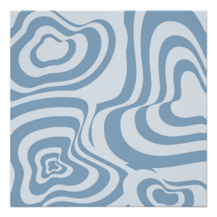 Blue Retro Swirl Groovy Y2K Pattern  Poster