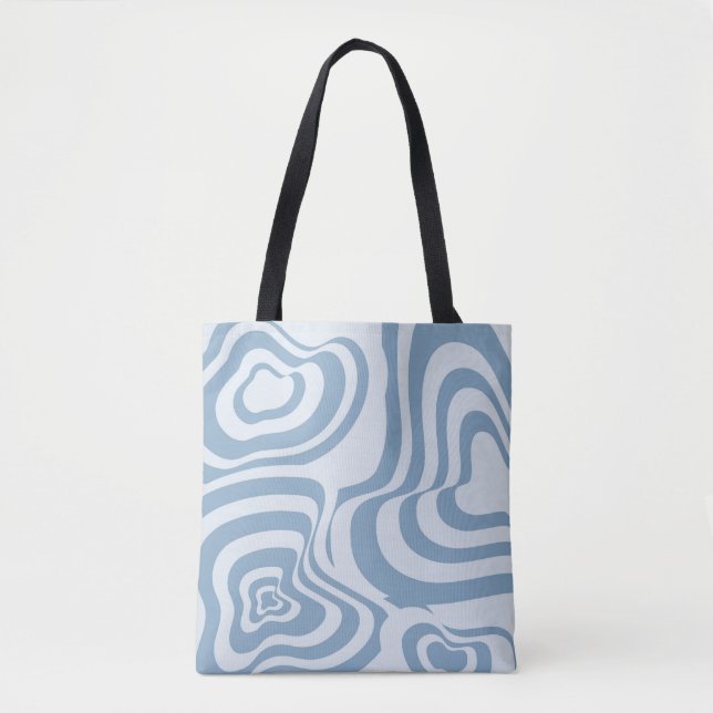 Blue Retro Swirl Groovy Y2K Pattern  Tote Bag (Front)