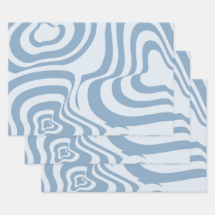 Blue Retro Swirl Groovy Y2K Pattern  Wrapping Paper Sheet