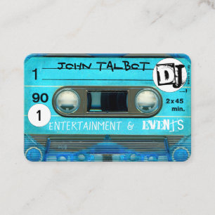 Blue Retro T4 Audiotape Cassette 80s DJ Business C Business Card