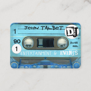Blue Retro T4 Audiotape Cassette 80s DJ Business C Card