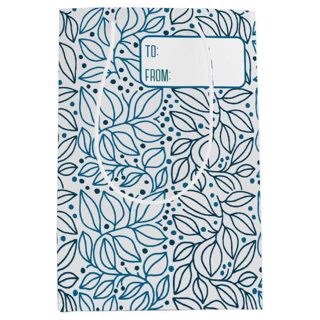 Blue Retro Tides of Christmas Vibes Medium Gift Bag (Front)