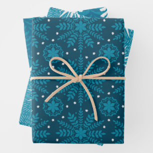 Blue Retro Tides of Christmas Vibes Wrapping Paper Sheet