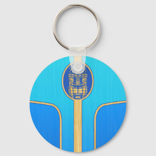 Blue Retro Tiki Surfboard Key Ring