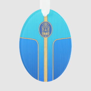 Blue Retro Tiki Surfboard Ornament
