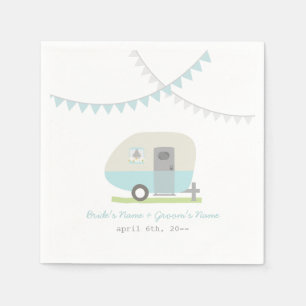 Blue Retro Trailer Wedding Napkins