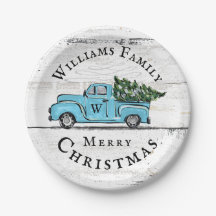 Blue Retro Truck Custom Paper Plate