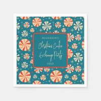 Blue Retro Vintage Candy Christmas Cookie Exchange