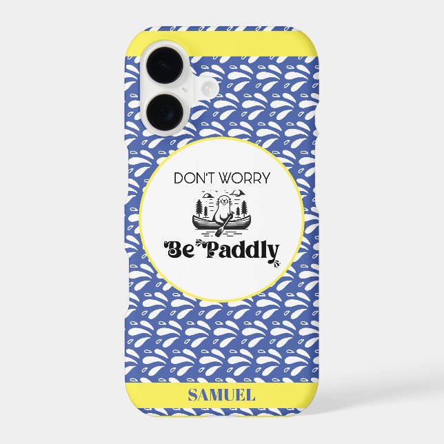 Blue Retro Water Pattern Otter Canoe Custom Name (Back)