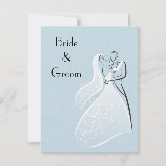 Blue Retro Wedding Dancers Invitation (Front)